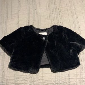 Girls Black faux fur shrug
